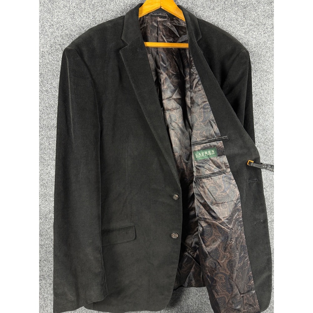 Lauren Ralph Lauren Mens 46XL Black Corduroy Blazer Elbow Patches Sport Coat